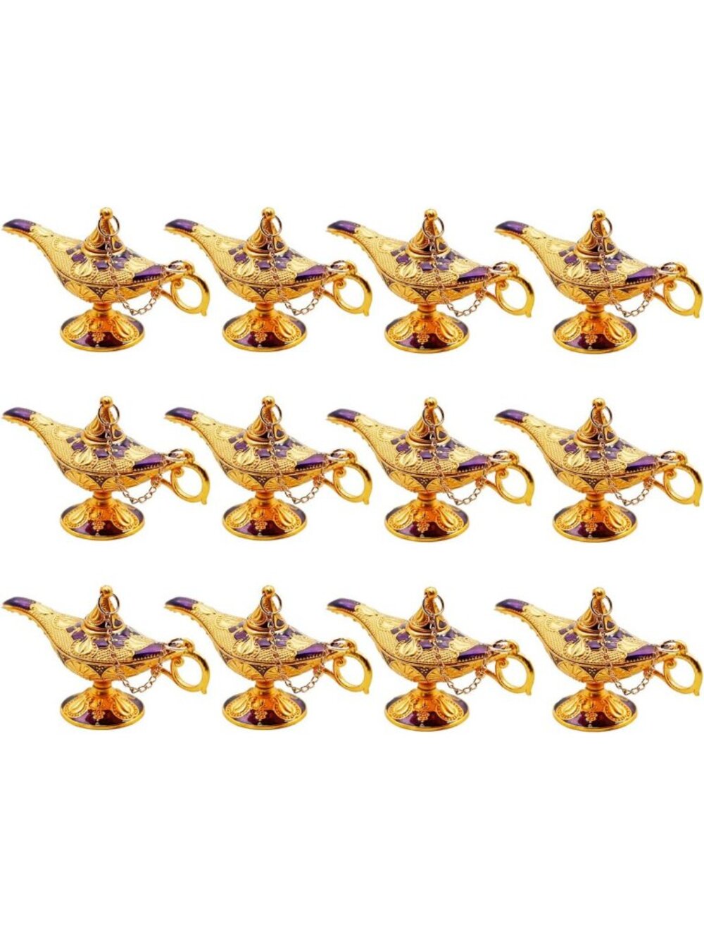 Set of 12 Vintage Magic Genie Lamps - Mini Purple Decor for Home & Weddings